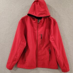 10,000 ft Above Sea Level Mens Red Softshell Hooded Jacket Size Large Full Zip